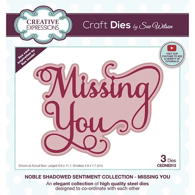 Creative Expressions Sue Wilson Noble Shadowed Sentiment Missing You Craft Dies