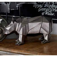 CosmoLiving by Cosmopolitan 10" Silver Polystone Rhino Sculpture