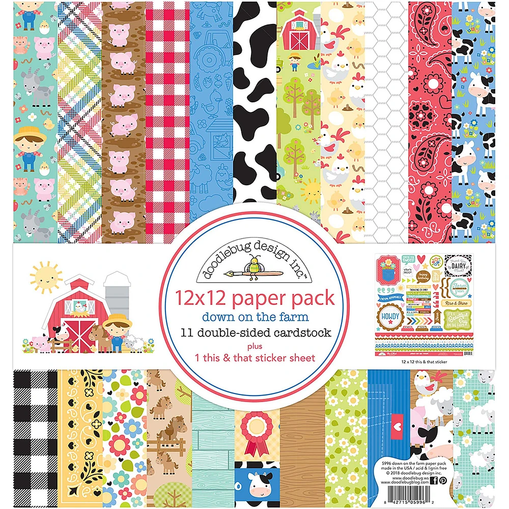 Doodlebug Design Inc.™ Down On The Farm Paper Pack, 12" x 12"