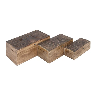 Brown Mango Wood Rustic Box Set