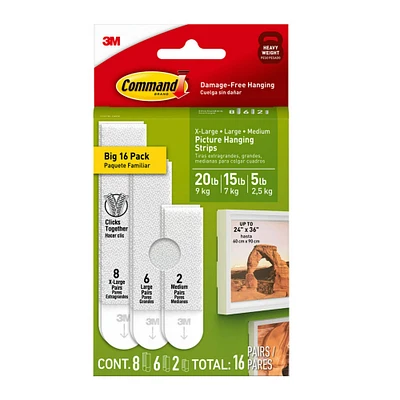 8 Packs: 16 ct. (128 total) 3M Command™ Picture Hanging Strip Mixed Pack