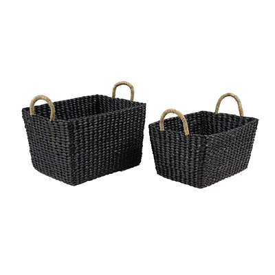 Black Banana Leaf Eclectic Storage Basket Set