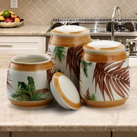 Elama Sand 3-Piece Ceramic Kitchen Canister Collection