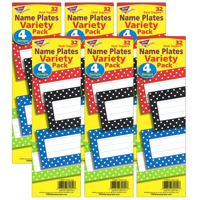 Trend Enterprises® Polka Dots Desk Toppers® Name Plates, 6 Packs of 32