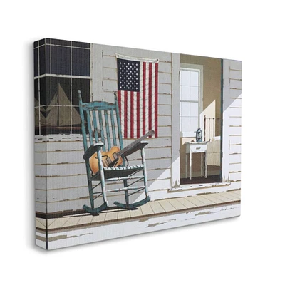 Stupell Industries Americana Porch Rocker with Guitar Canvas Wall Art