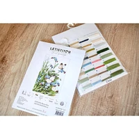 Letistitch Butterflies And Bluebird Flowers Counted Cross Stitch Kit