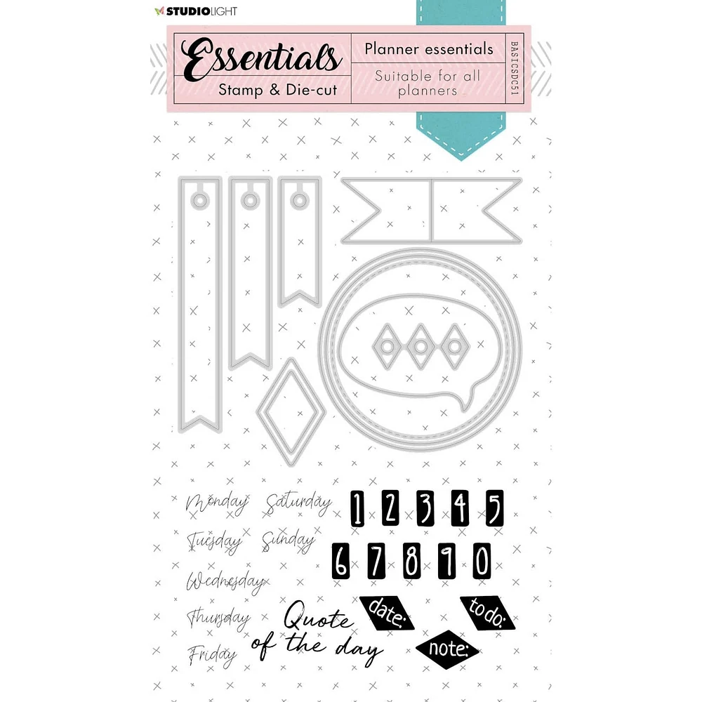 Studio Light Essentials Planner Days of the Week Stamp & Die Set