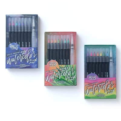 Art 101 Outer Space, Tropical Island & Rainbow Watercolor Brush Pen Sets