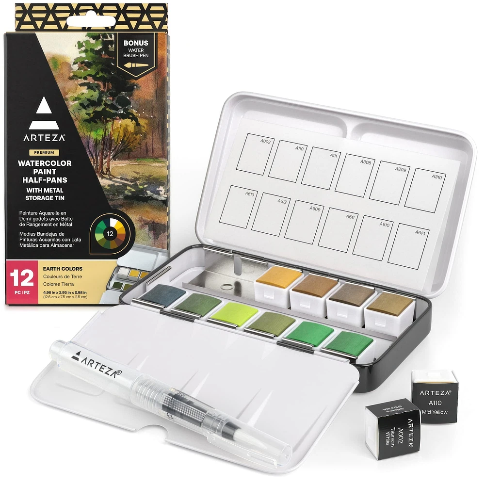 6 Pack: Arteza® Earth Colors Watercolor Half Pan Set