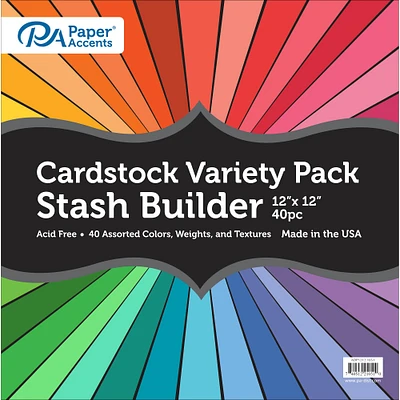 PA Paper™ Accents Variety Stash Builder 12" x 12" Cardstock, 40 Sheets