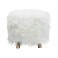 19" White Faux Fur Contemporary Stool