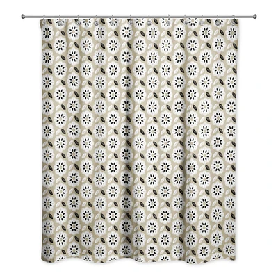 Mod Gold Flower 71" x 74" Shower Curtain