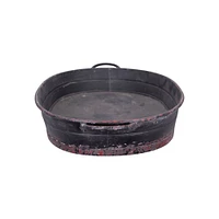 33.5" Oval Distressed Metal Tray with Handles