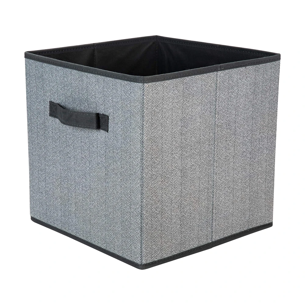 Simplify 12" Collapsible Herringbone Gray Storage Cube