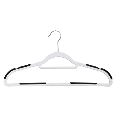 6 Packs: 50 ct. (300 total) Honey Can Do White & Black Rubber Grip No-Slip Plastic Hangers