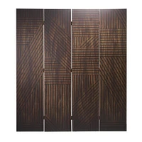 American Art Decor™ 6ft. Double-Sided 4-Panel Walnut Slat Wood Pattern Print Canvas Room Divider