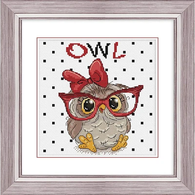 Luca-S The Owl with Glasses Counted Cross Stitch Kit