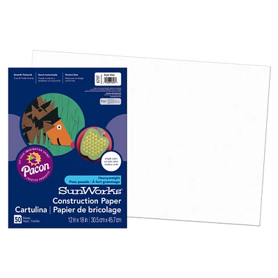 Pacon® SunWorks® 12" x 18" Bright White Construction Paper, 50ct.