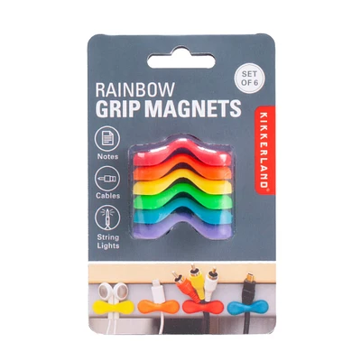 Kikkerland Rainbow Grip Magnets, 6ct.
