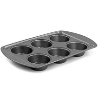 Gibson Baker's Friend Gray 6 Cup Nonstick Steel Muffin Pan