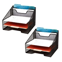 Mind Reader 2 Pack Black 3-Tiered Desk Organizer Tray