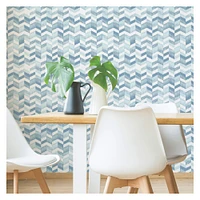 RoomMates Blue & White Paul Brent Watercolor Chevron Peel & Stick Wallpaper