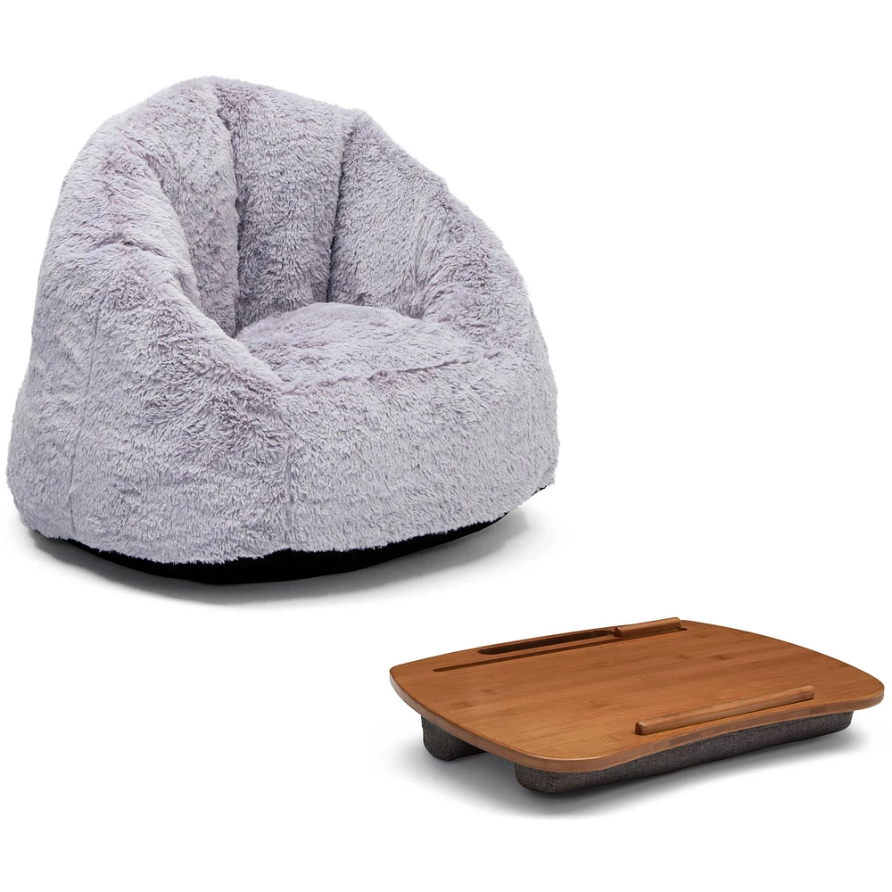 Delta Children Cozee Fluffy Chair & Bamboo Lap Desk Set
