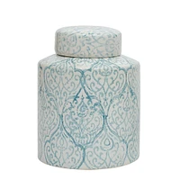 10" Blue & White Decorative Ceramic Ginger Jar