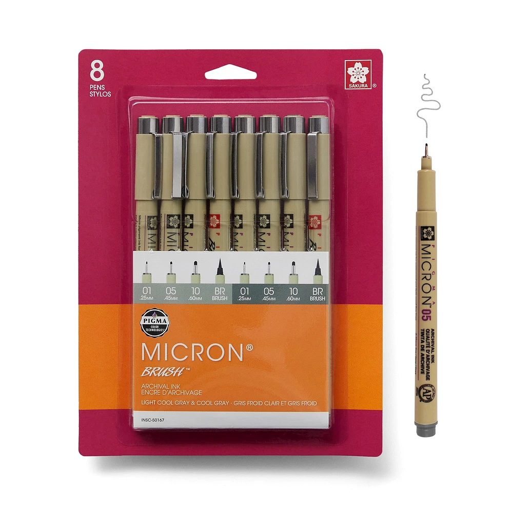 Micron® Brush™ Gray Pen Set