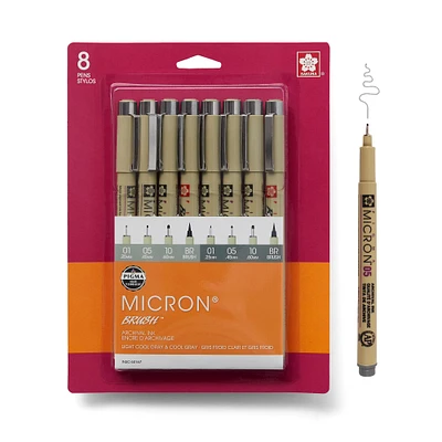 Micron® Brush™ Gray Pen Set