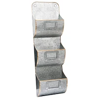 Mind Reader 3-Tier Silver Farmhouse Hanging Wall File Organizer