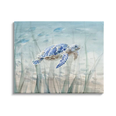 Stupell Industries Baby Sea Turtle Blue Speckled Aquatic Animal Ocean Canvas Wall Art