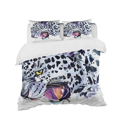 Designart 'Ferocious Snow Leopard Face