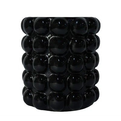 4.5" Medium Black Ceramic Bubble Pillar Candle Holder by Ashland®
