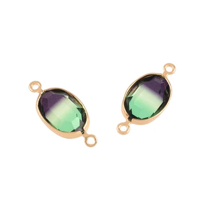 Gold & Green Ombre Oval Connectors, 20mm by Bead Landing™