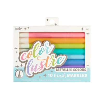 OOLY Color Lustre Metallic Brush Markers Set
