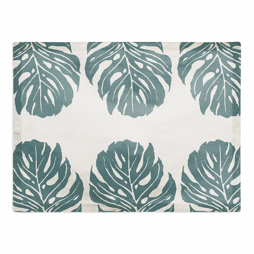 Three Leaf Monstera 18" x 14" Cotton Twill Placemat