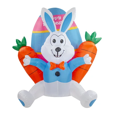 4.5ft. Lighted Inflatable Easter Bunny with Carrots Décor