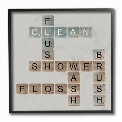 Stupell Industries Scrabble Bathroom Illustration in Frame Wall Art