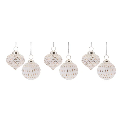 Whitewashed Gold Glass Onion & Ball Ornament Set