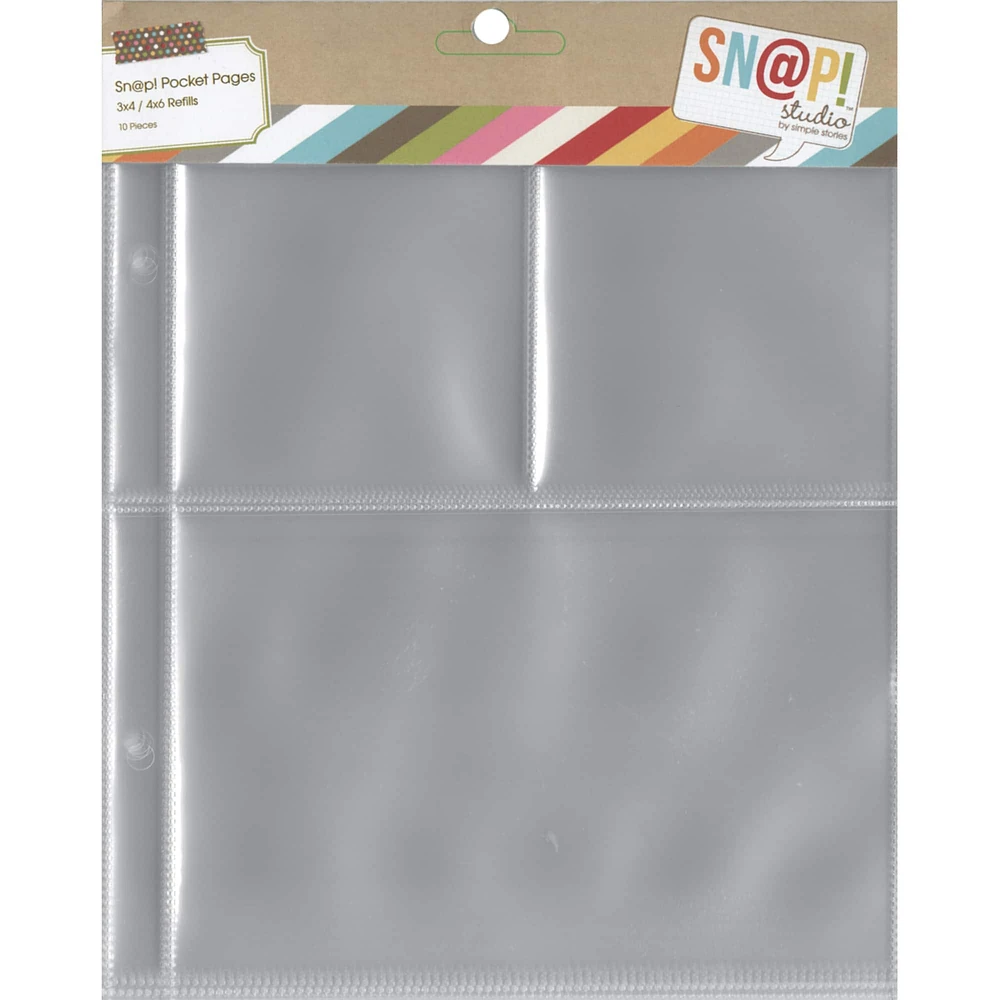 Simple Stories Sn@p!™ 4" x 6" & 3" x 4" Pocket Pages for 6" x 8" Binders, 10ct.