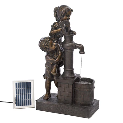 29" Bronze Teamwork Solar Fountain