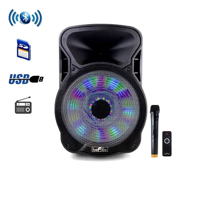 beFree Sound 15" Bluetooth Rechargeable Party Speaker With Illuminating Lights