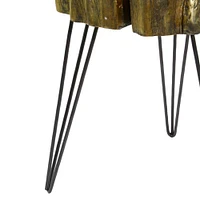 26" Gold Polystone & Metal Modern Accent Table