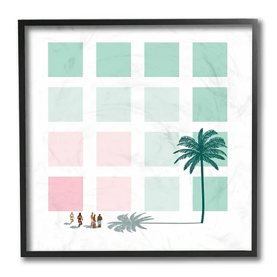 Stupell Industries Tropical Palms and Beach Goers Geometric Pattern, 12" x 12"