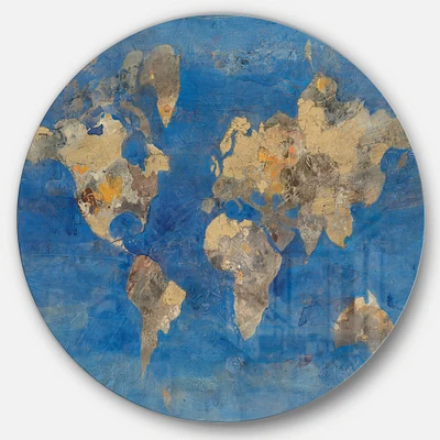 Designart - Golden Blue World Map