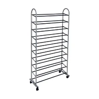 Simplify Gray 10-Tier Mobile Shoe Rack