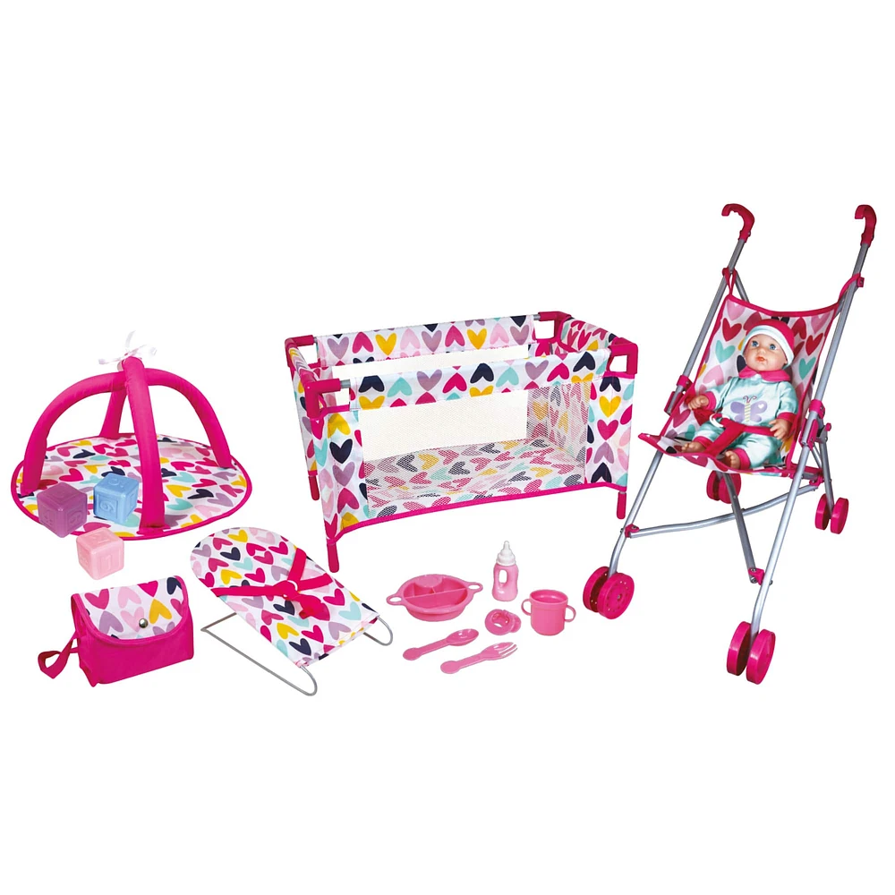 Lissi Dolls 11" Baby Doll Complete Nursey Play Set