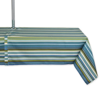 Beachy Stripe Print Outdoor Tablecloth with Zipper, 60" x 120"