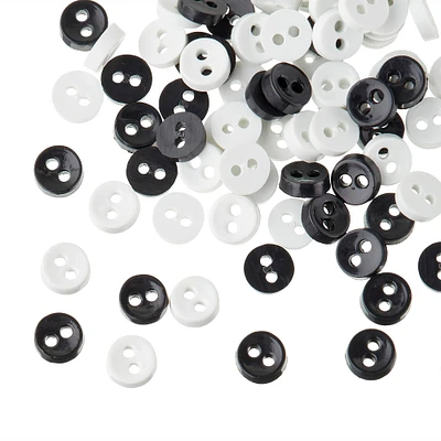 12 Packs: 75 ct. (900 total) Favorite Findings™ 1/4" Black & White Buttons